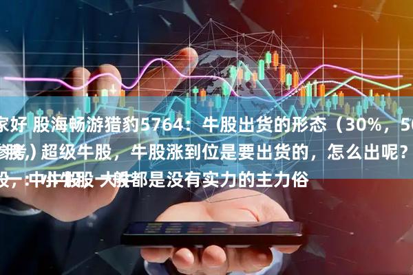 炒股配资哪家好 股海畅游猎豹5764：牛股出货的形态（30%，50%，100%）
（案例仅供参考）
牛股分小牛股，中牛股，大牛股，超级牛股，牛股涨到位是要出货的，怎么出呢？
一：小牛股一般都是没有实力的主力俗