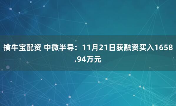 擒牛宝配资 中微半导：11月21日获融资买入1658.94万元